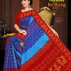 Azure Bloom Bandhani Cotton Sari