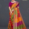 Clean Bold: Orange and Purple Mix Color Cotton Saree