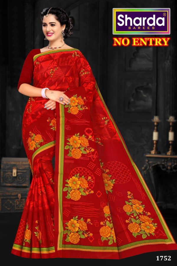 Scarlet Blossom Daily Wear Sari