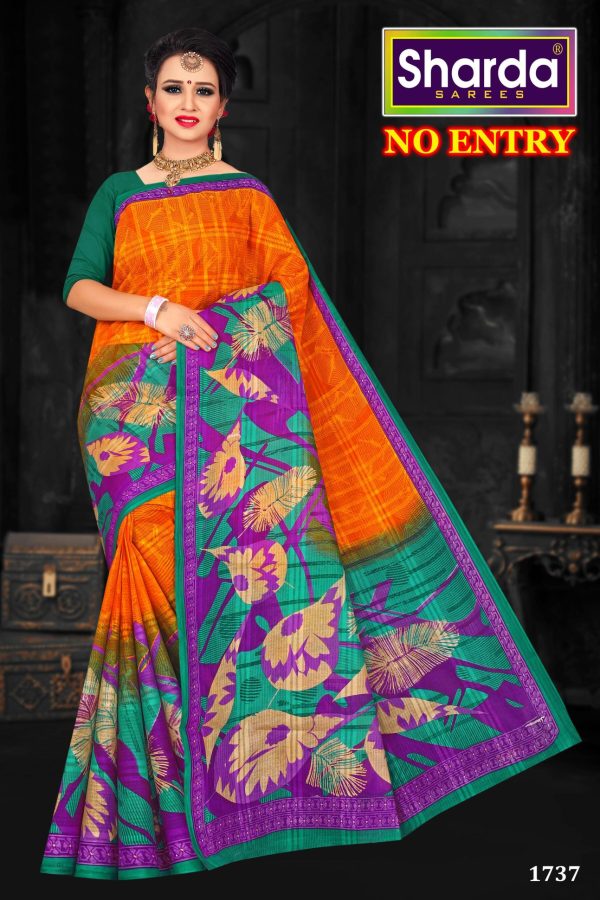 No Entry Tranquil Leafy Medley Daily Wear Sari