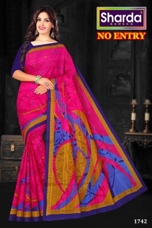 Charming Azure Blossom Daily Wear Sari