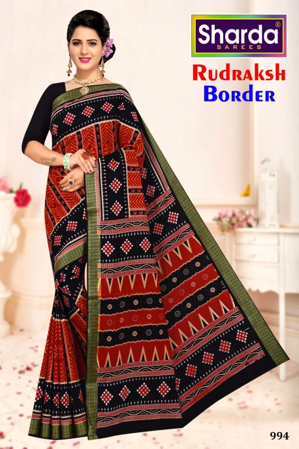 Rudraksh Border’s Elegant Earthy Mosaic Sari