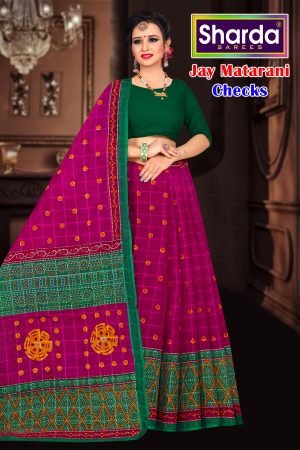 Jay Matarani Checks Liserian Elegance Checks & Bandhani Sari