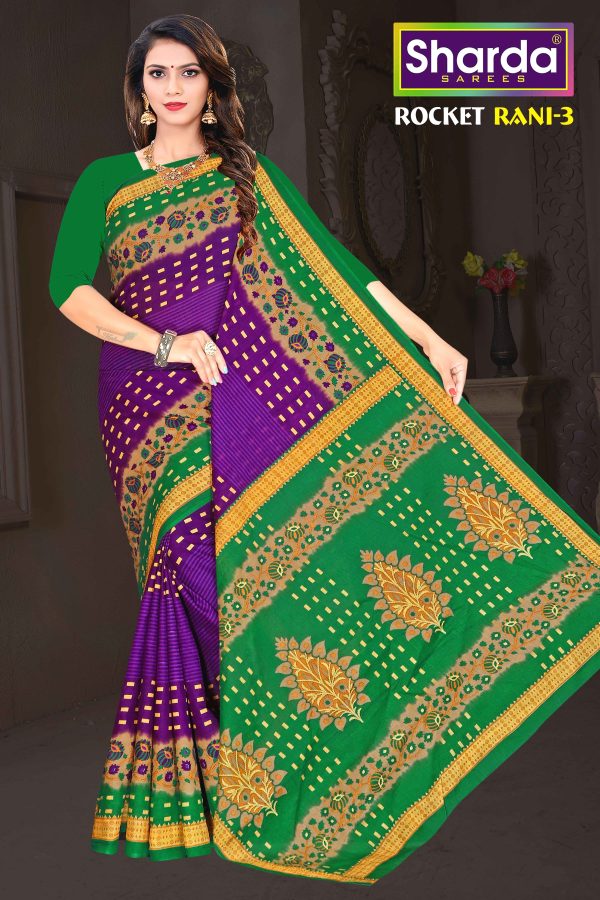 Rocket Rani Regal Amethyst Golden Elegance Sari