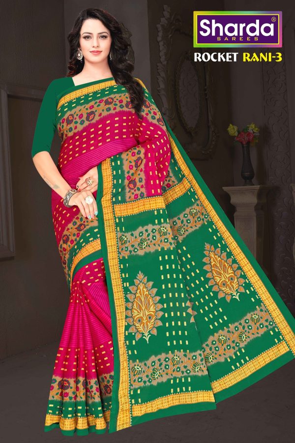 Rocket Rani Watermelon Vineyard Golden Elegance Sari