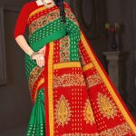 Rocket Rani Regal Crimson & Green Golden Elegance Sari