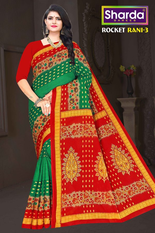 Rocket Rani Regal Crimson & Green Golden Elegance Sari