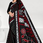 Black Saree with White Border - Timeless Elegance