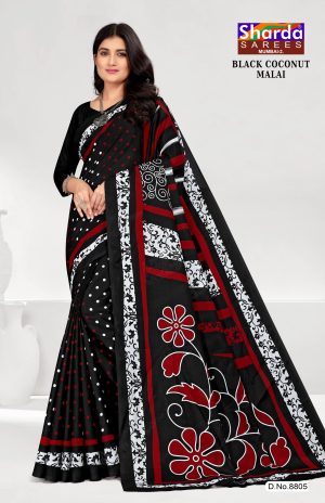 Black Saree with White Border - Timeless Elegance