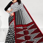 White Saree with Red Border - Vibrant Elegance