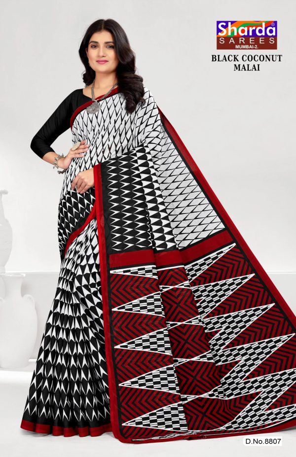 White Saree with Red Border - Vibrant Elegance