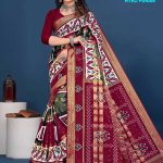 Dark Brown Saree with Golden Hyko Puram