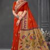 Orange Saree with Golden Pallu - Elegance Redefined