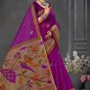 Purple Saree with Golden Pallu - Opulent Sophistication