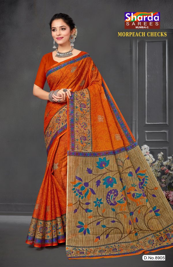 Orange Saree with Golden Pallu - Elegance Personified