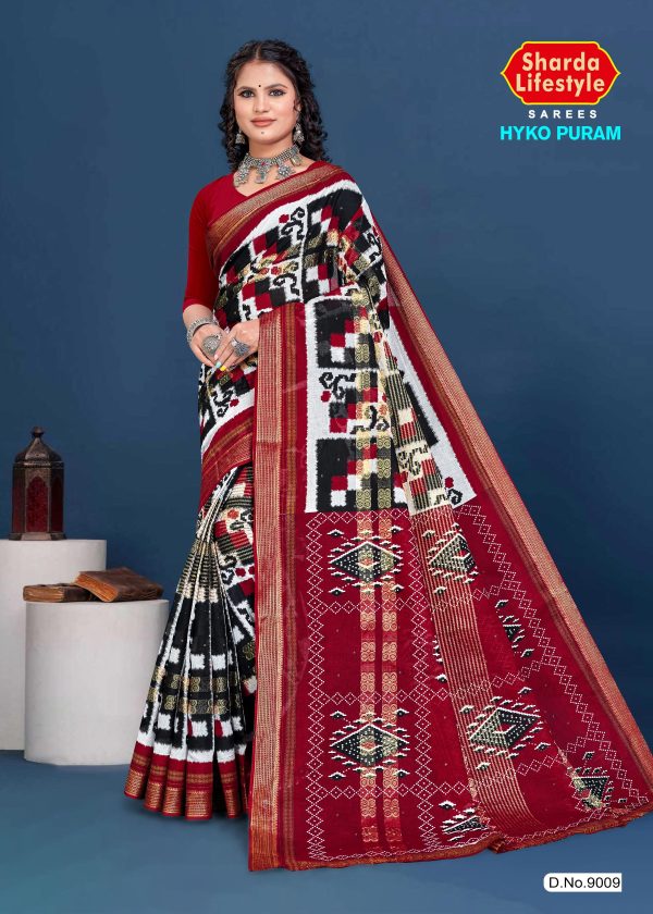 Brown Saree with Black and White Checks Print and Golden Jari - Timeless Sophistication