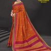 Orange Printed Saree with Multicolour Pallu - Varli Fashion with B.P