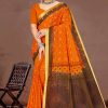 Orange Saree with Block Print - Relex Gadhwal