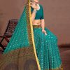 Green Saree with Golden Border - Relex Gadhwal