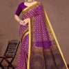 Purple Saree with Golden Blocks - Relex Gadhwal