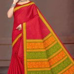 Dhama Dham Butti Cotton Saree in Red and Yellow with Simple Design