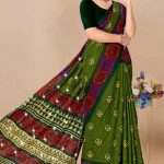 Jay Shree Ram Siroski saree in green and dark red with charming design