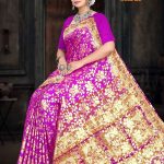 Future Star BP Royal Purple and Golden Saree with Elegant Border