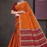 High Street Varli B.P Cotton Saree in Orange and Red with Accent Design