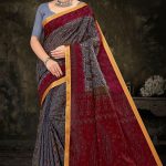 Millionaire Gadhwal cotton saree in grey and maroon with gorgeous design