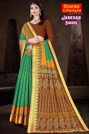 Jarkhan Border Cotton Saree with Awesome Design