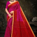 Millionaire Gadhwal cotton saree in pink and red with gorgeous design