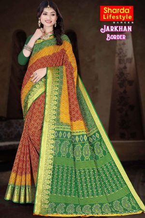 Full View of Jarkhan Border Cotton Saree