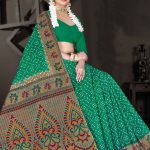 Full View of Bachans Kala Cotton Saree in Green