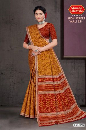 High Street Varli B.P Cotton Saree Draped Elegantly