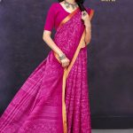 Maharani Pestal Gadhwal Cotton Saree with Dark Pink Color and Luxurious Design