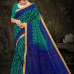 Millionaire Gadhwal cotton saree in peacock green and blue pink with gorgeous design