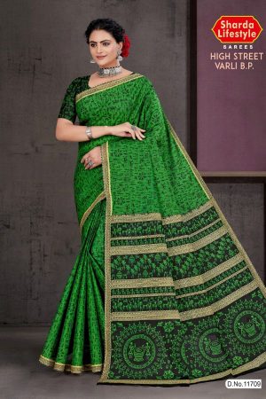 High Street Varli B.P Cotton Saree Draped Elegantly