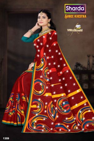 Full View of Shree Khestra Cotton Saree in Maroo