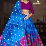 Shree Khestra Blue Cotton Saree with Siroski Embellishments