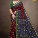 New Italian Gold Cotton Saree with Maroon Background and Elegant Design