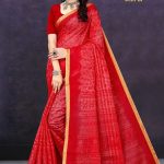 Maharani Pestal Gadhwal Cotton Saree with Light Red Color and Luxurious Design