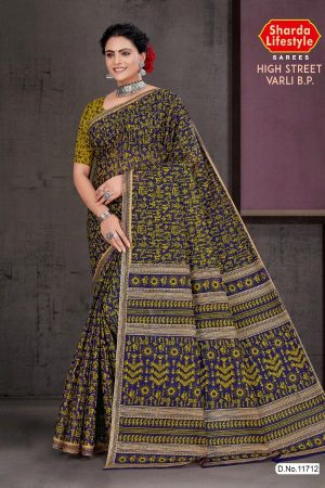 High Street Varli B.P Cotton Saree Draped Elegantly