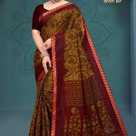 Kamakshi Gadhwal Cotton Saree with Dull Maroon and Green Color and Fabulous Design