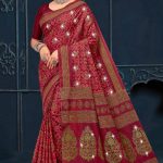 Girnar Batick Siroski Cotton Saree Close-Up of Accent Design