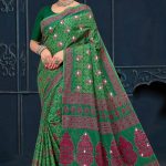 Girnar Batick Siroski Cotton Saree Draped Elegantly