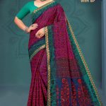 Kamakshi Gadhwal Cotton Saree with Purple and Peacock Green Color and Fabulous Design