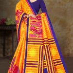 Full View of Super Pashmina Checks Cotton Saree in Bright Yellow and Multi-Colors