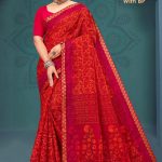 Kamakshi Gadhwal Cotton Saree with Light Red and Dark Red Color and Fabulous Design