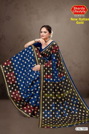 New Italian Gold Cotton Saree with Rich Design