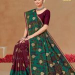 ITALIAN GOLD Cotton Saree in Dark Green, Maroon, and Green with Stylish Design